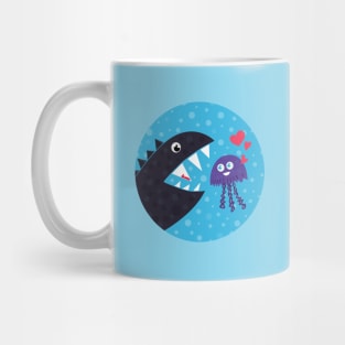 Cute Jellyfish In Love With Sea Monster Mug